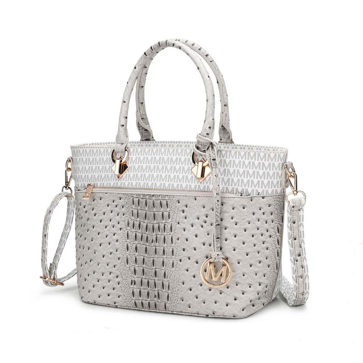 MKF Collection Grace Signature And Croc Embossed Tote Handbag By Mia K. - White