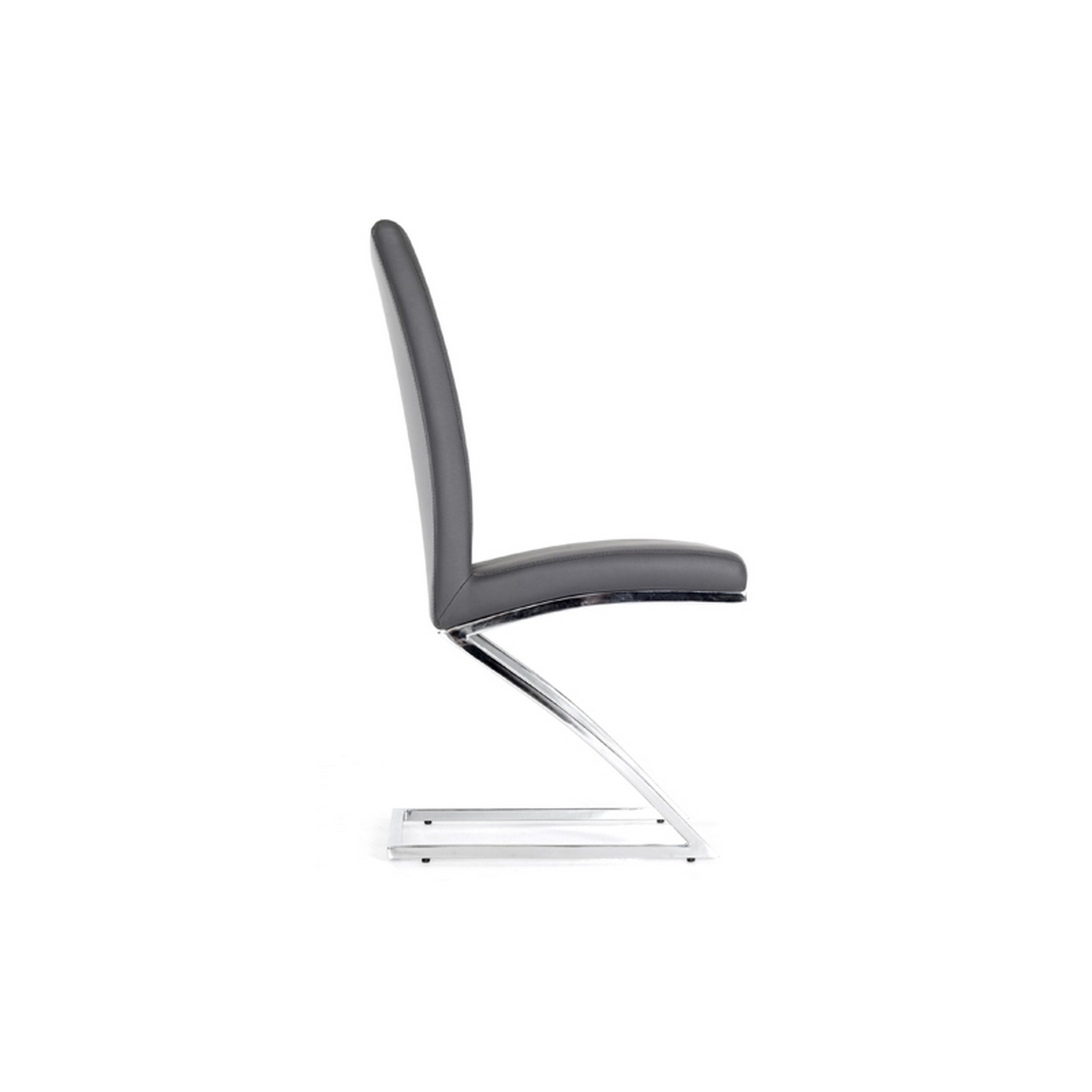 Yavi 17 Inch Dining Chair, Set Of 2, Gray Faux Leather, Z Shaped Frame- Saltoro Sherpi