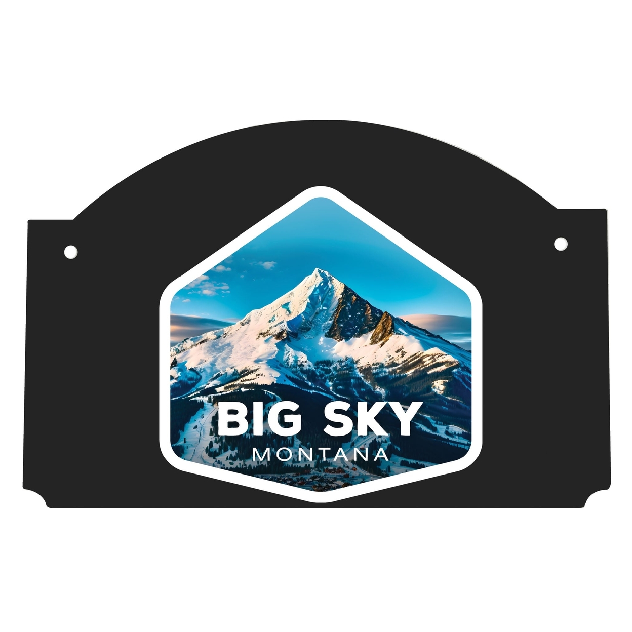 Big Sky Montana Mountain Design Souvenir Wood Sign Flat With String