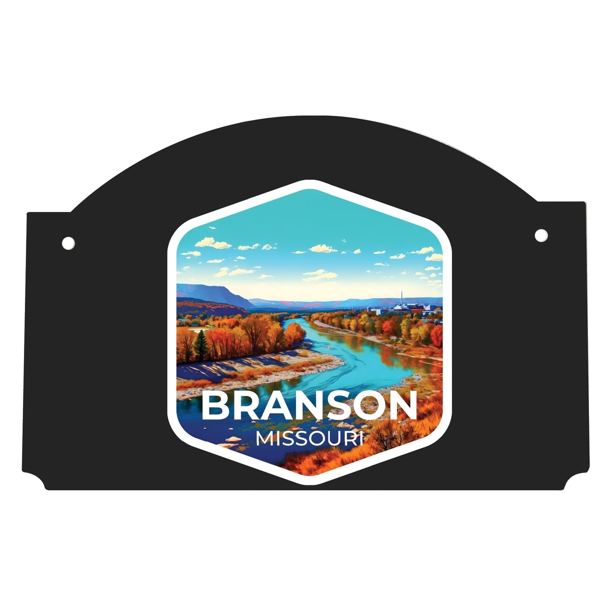 Branson Missouri Design B Souvenir Wood Sign Flat With String
