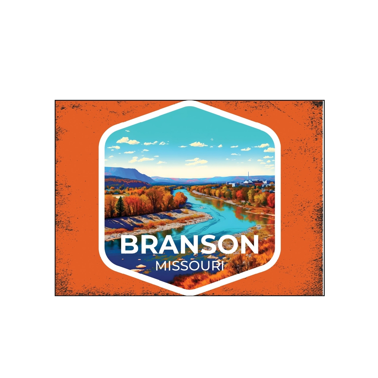Branson Missouri Design B Souvenir Wood Sign With Frame 5x7