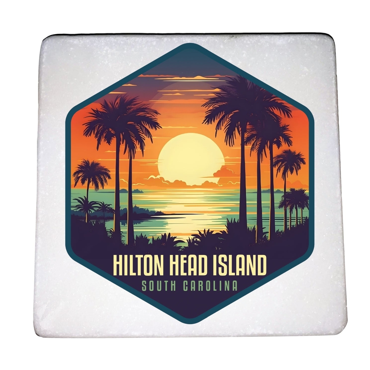 Hilton Head Island Design B Souvenir 4x4-Inch Coaster Marble 4 Pack
