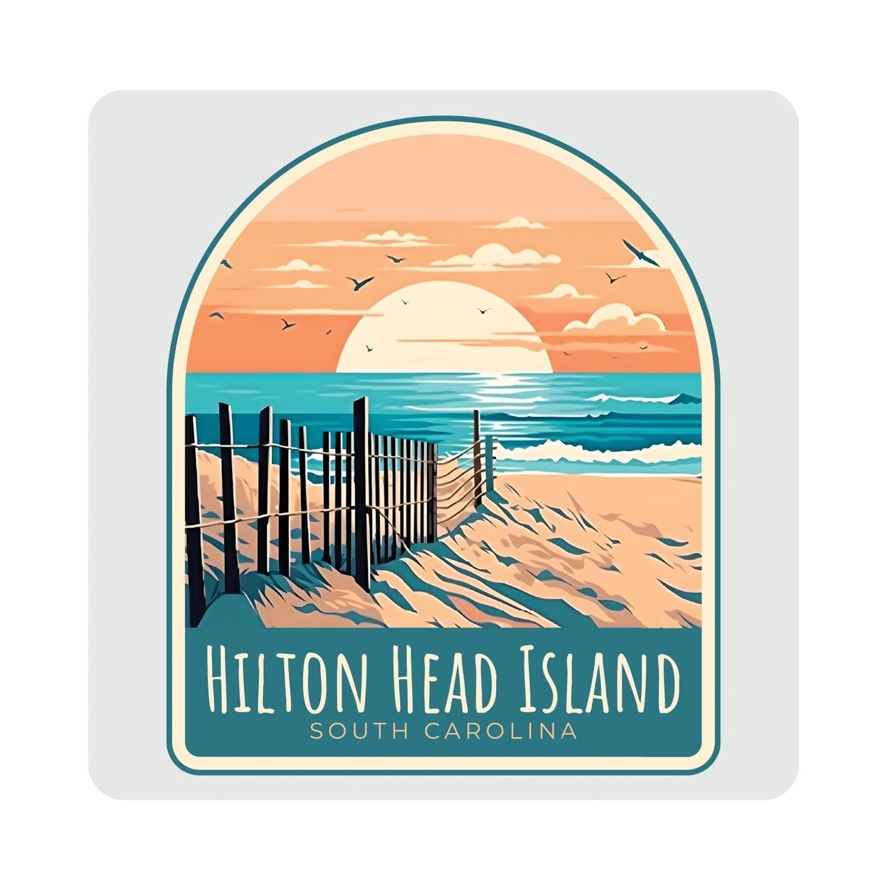 Hilton Head Island Design C Souvenir 4x4-Inch Coaster Acrylic 4 Pack