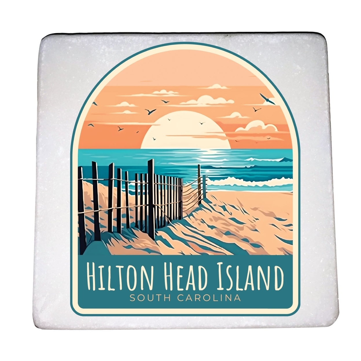 Hilton Head Island Design C Souvenir 4x4-Inch Coaster Marble 4 Pack