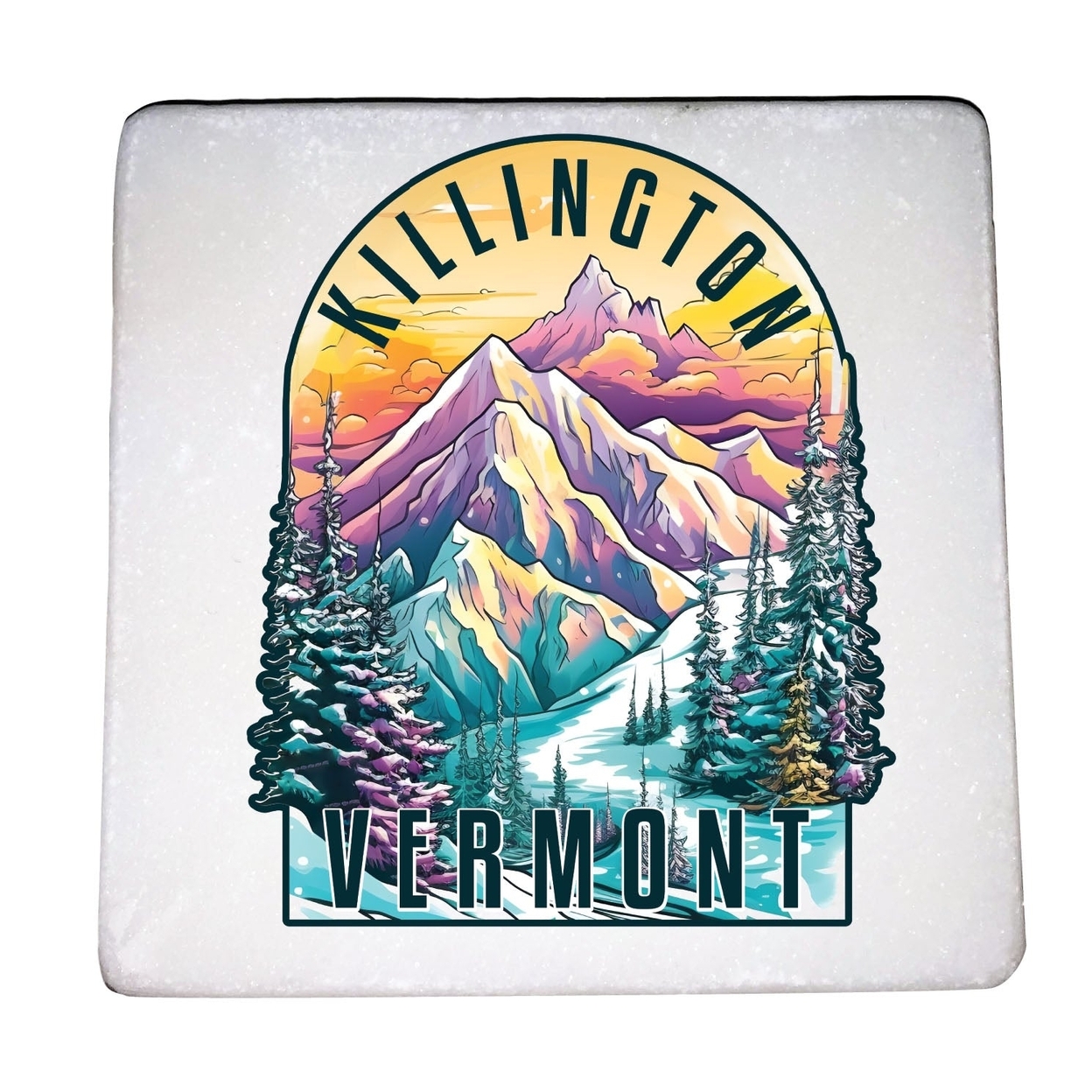Killington Vermont Design B Souvenir 4x4-Inch Coaster Marble 4 Pack