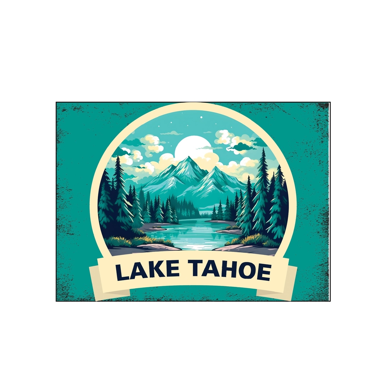 Lake Tahoe California Design A Souvenir Wood Sign With Frame 5x7