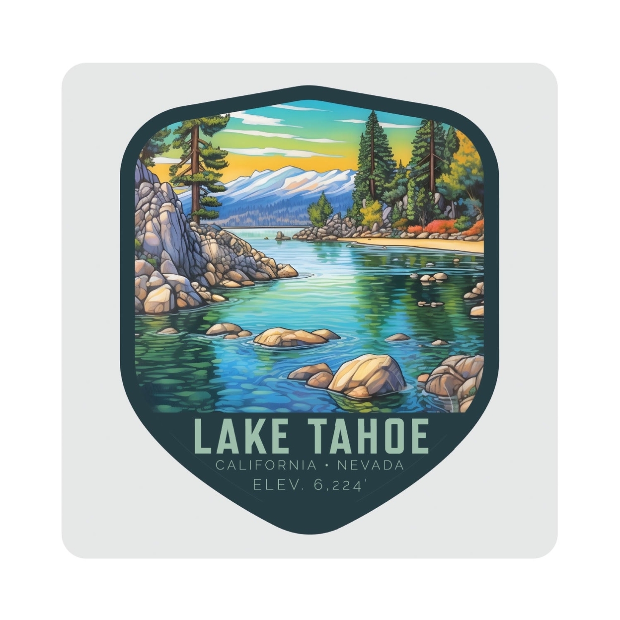 Lake Tahoe California Design B Souvenir 4x4-Inch Coaster Acrylic 4 Pack