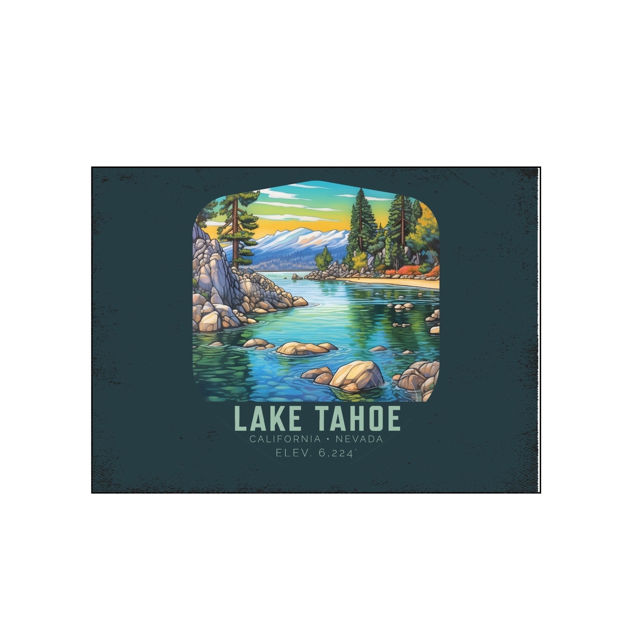 Lake Tahoe California Design B Souvenir Wood Sign With Frame 5x7