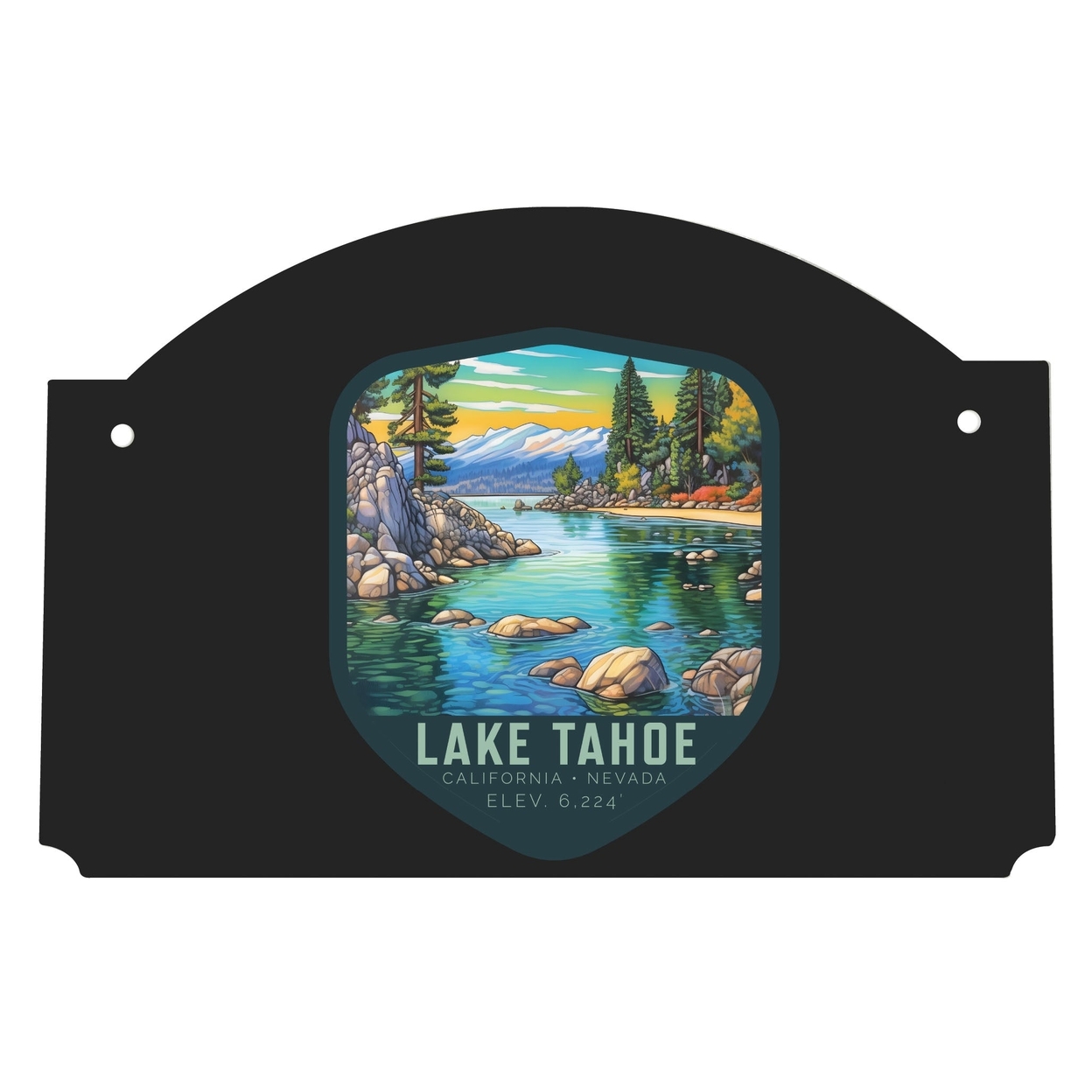 Lake Tahoe California Design B Souvenir Wood Sign Flat With String