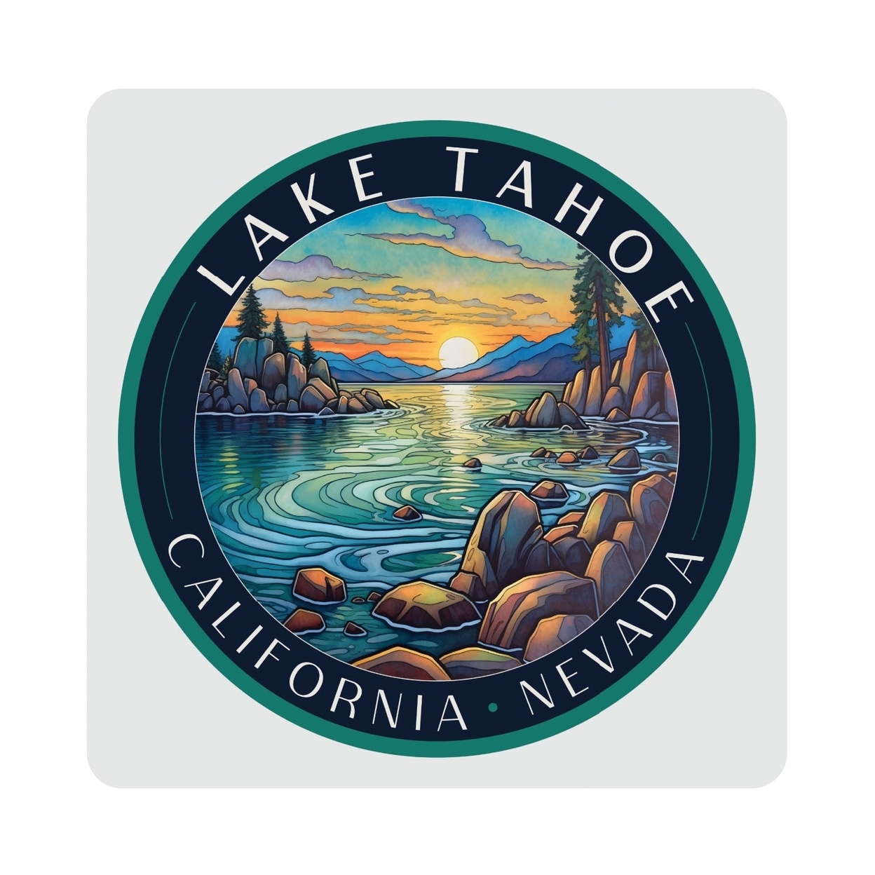 Lake Tahoe California Design C Souvenir 4x4-Inch Coaster Acrylic 4 Pack