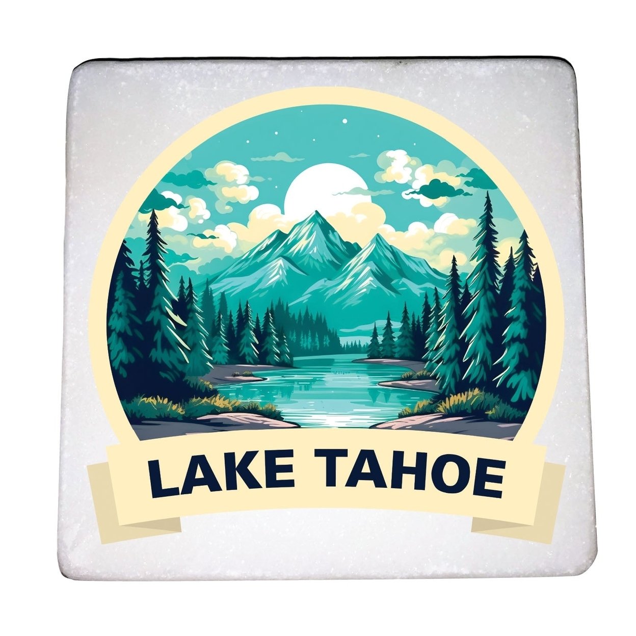 Lake Tahoe California Design A Souvenir 4x4-Inch Coaster Marble 4 Pack