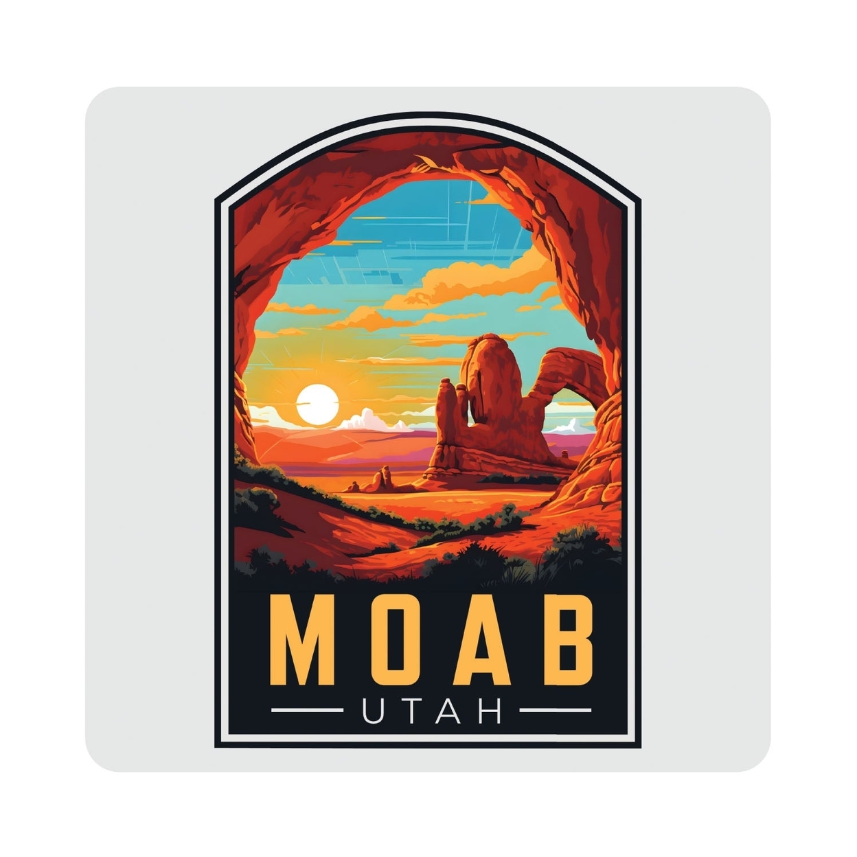 Moab Utah Design C Souvenir 4x4-Inch Coaster Acrylic 4 Pack