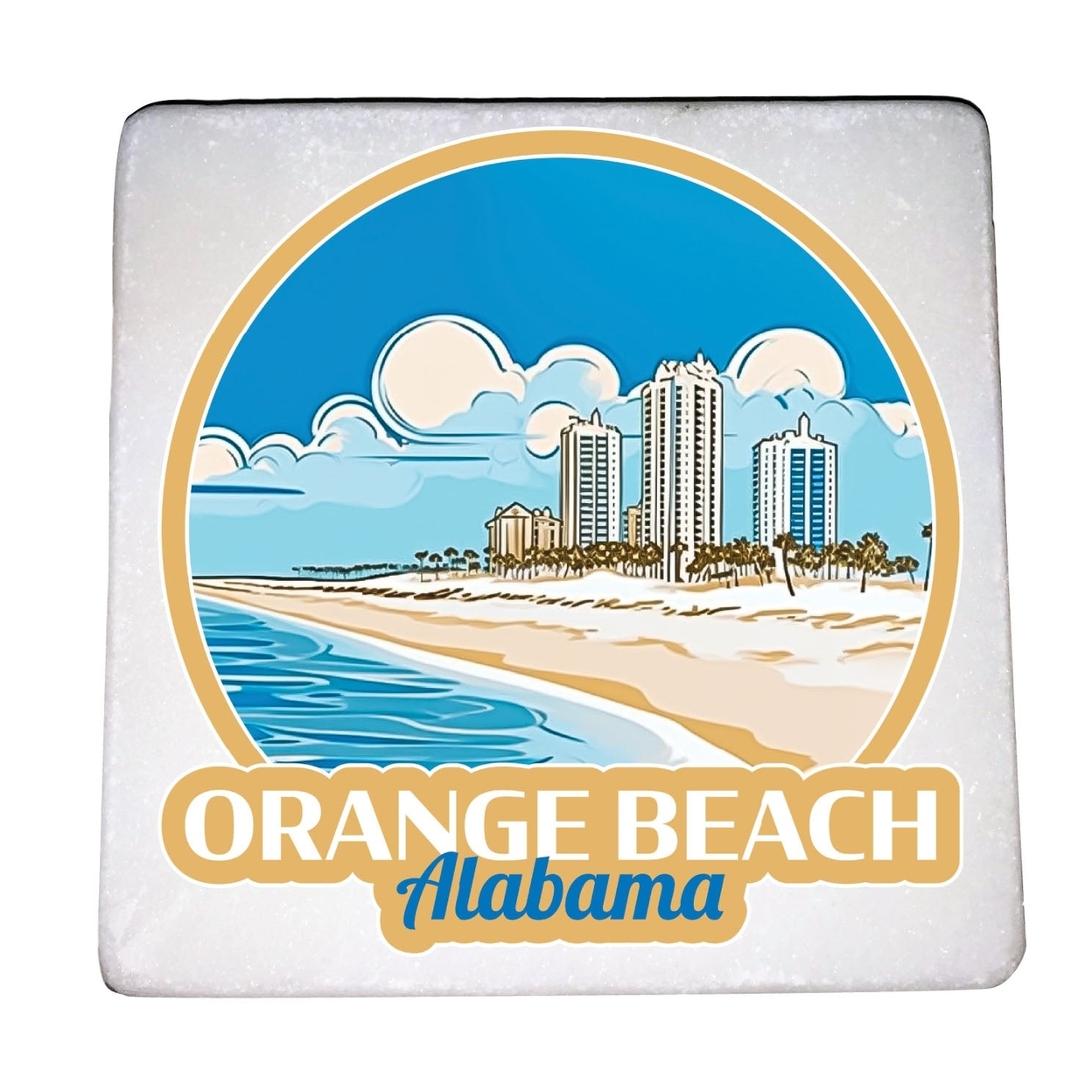 Orange Beach Alabama Design A Souvenir 4x4-Inch Coaster Marble 4 Pack