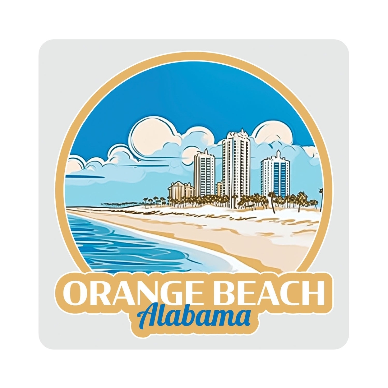 Orange Beach Alabama Design A Souvenir 4x4-Inch Coaster Acrylic 4 Pack
