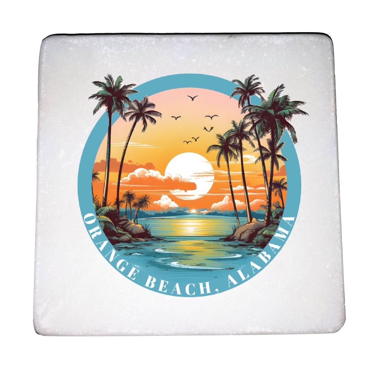 Orange Beach Alabama Design B Souvenir 4x4-Inch Coaster Marble 4 Pack