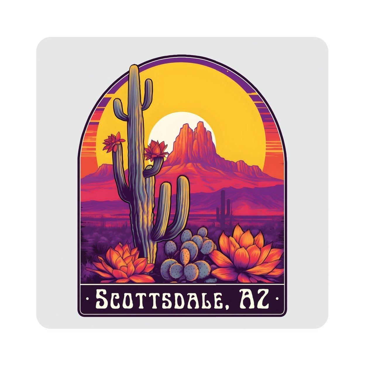 Scottsdale Arizona Design B Souvenir 4x4-Inch Coaster Acrylic 4 Pack