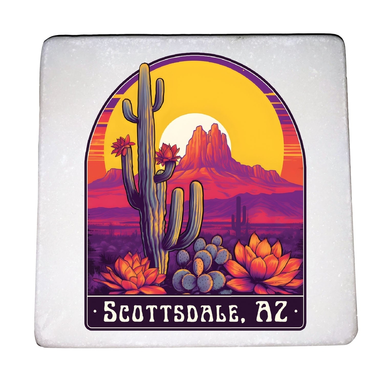 Scottsdale Arizona Design B Souvenir 4x4-Inch Coaster Marble 4 Pack