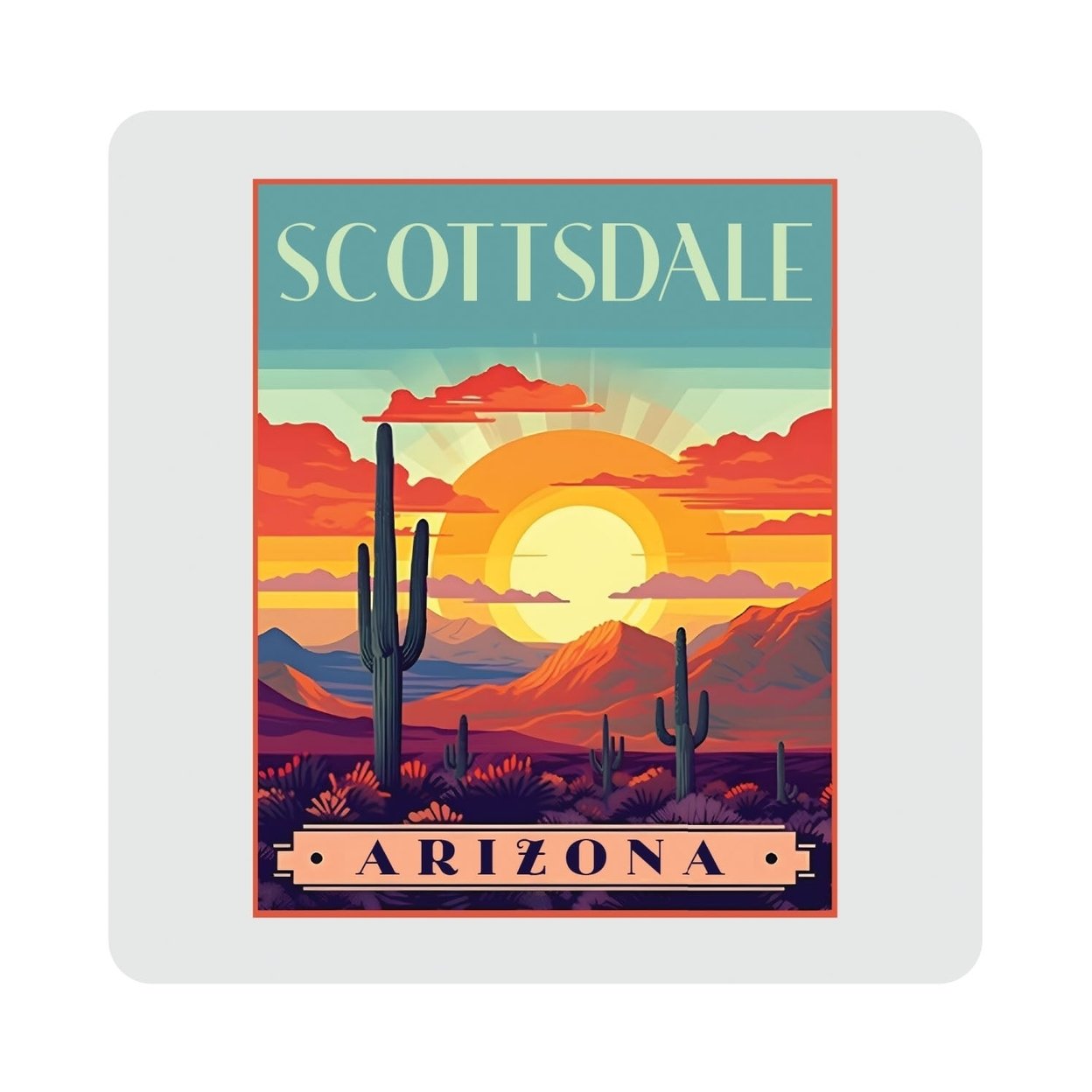 Scottsdale Arizona Design C Souvenir 4x4-Inch Coaster Acrylic 4 Pack
