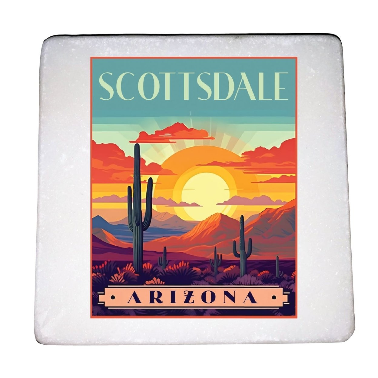 Scottsdale Arizona Design C Souvenir 4x4-Inch Coaster Marble 4 Pack