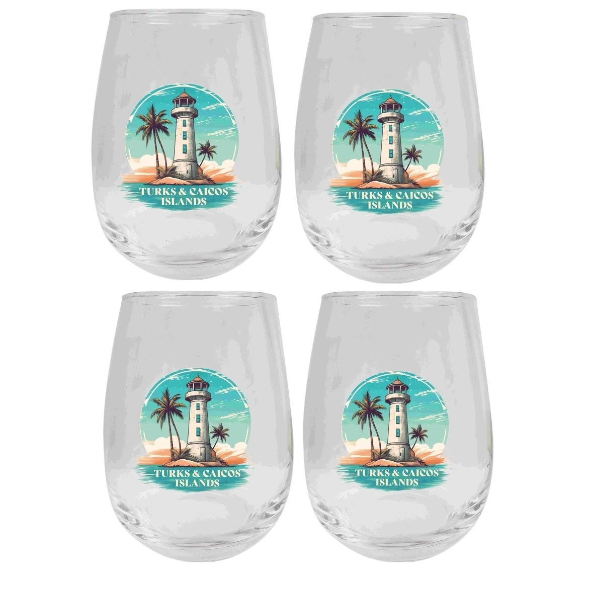 Turks And Caicos Design A Souvenir 15 Oz Wine Glass 4-Pack