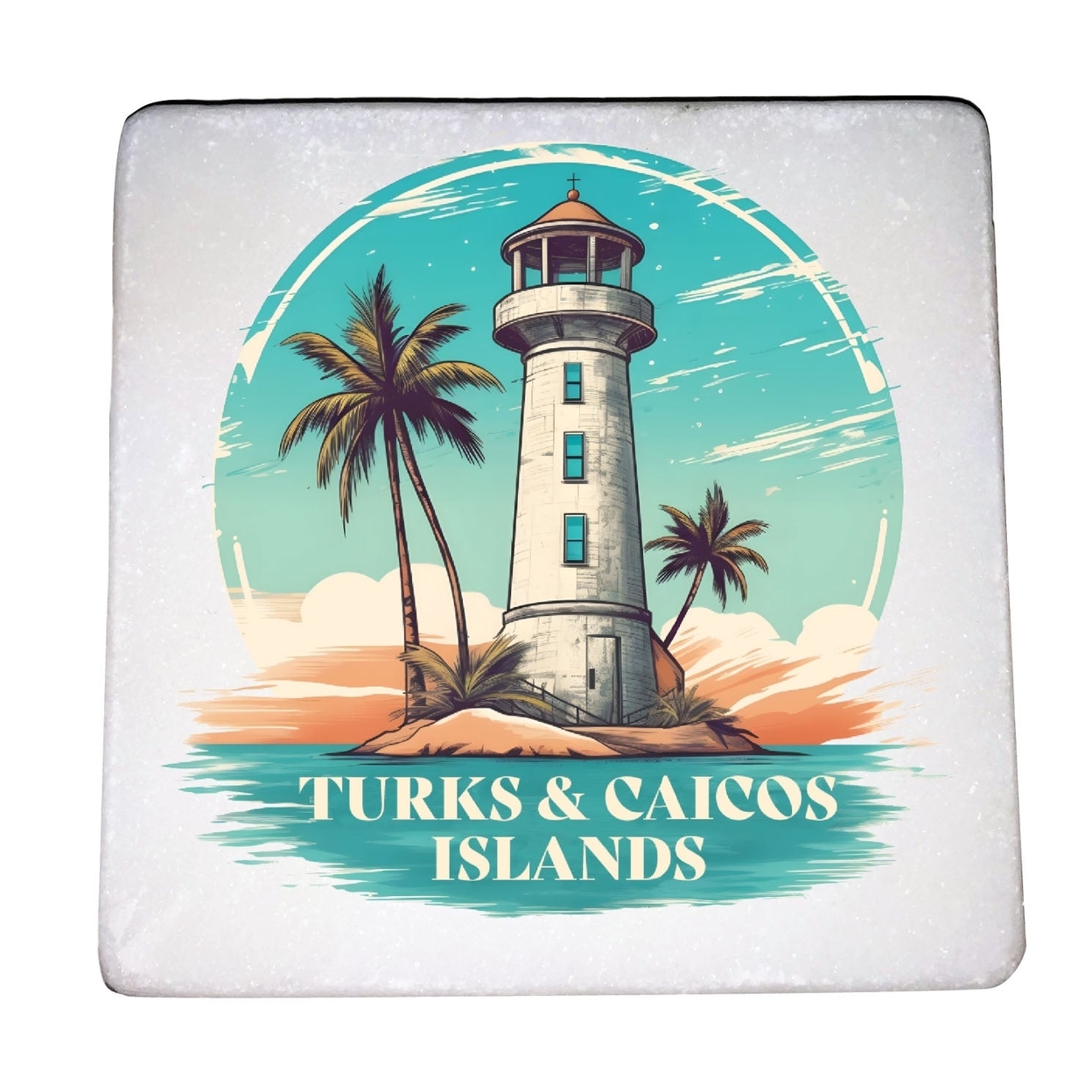 Turks And Caicos Design A Souvenir 4x4-Inch Coaster Marble 4 Pack