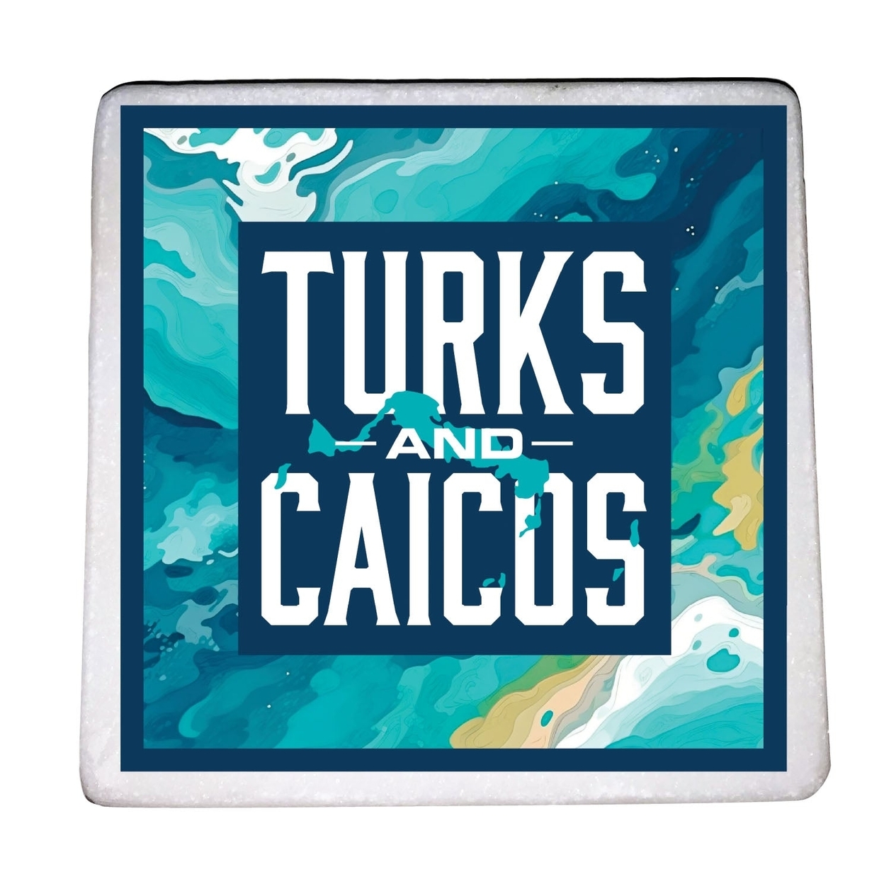 Turks And Caicos Design B Souvenir 4x4-Inch Coaster Marble 4 Pack