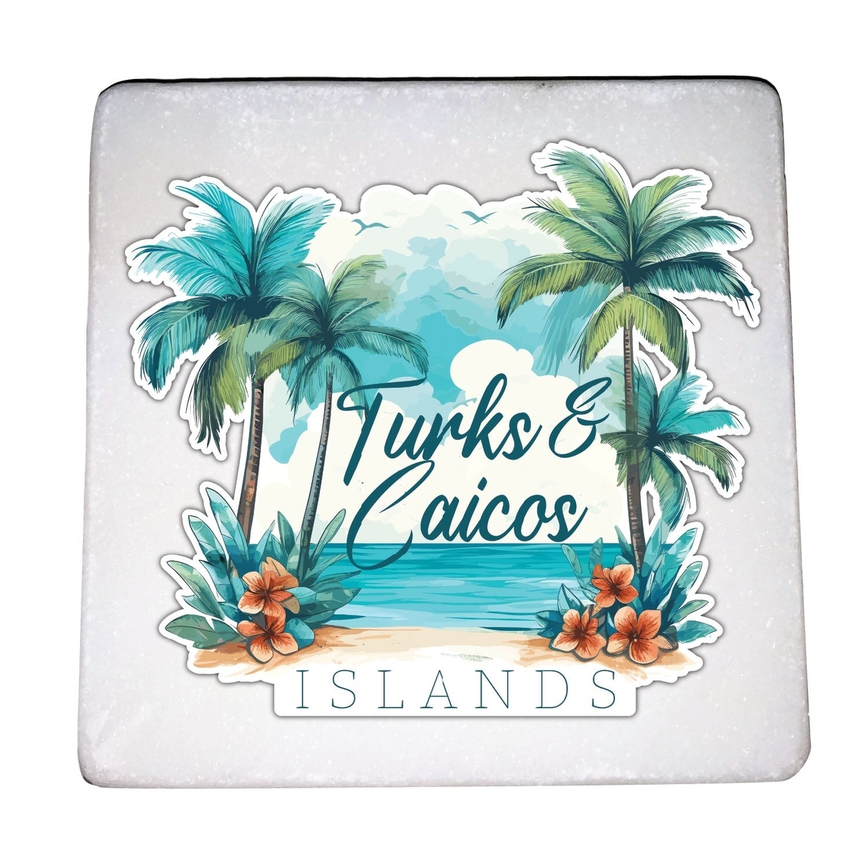 Turks And Caicos Design C Souvenir 4x4-Inch Coaster Marble 4 Pack