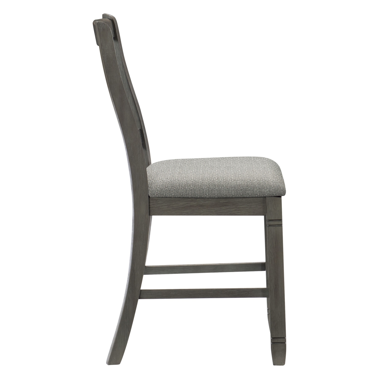 Rome 25 Inch Counter Height Chair, Fabric Seat, Antique Gray Wood, Set Of 2- Saltoro Sherpi