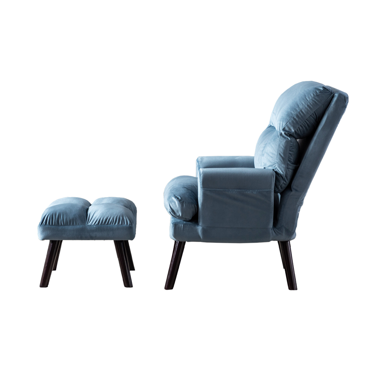 Nina 28 Inch 2 Piece Accent Chair And Ottoman Set, Splayed Legs, Blue - Saltoro Sherpi
