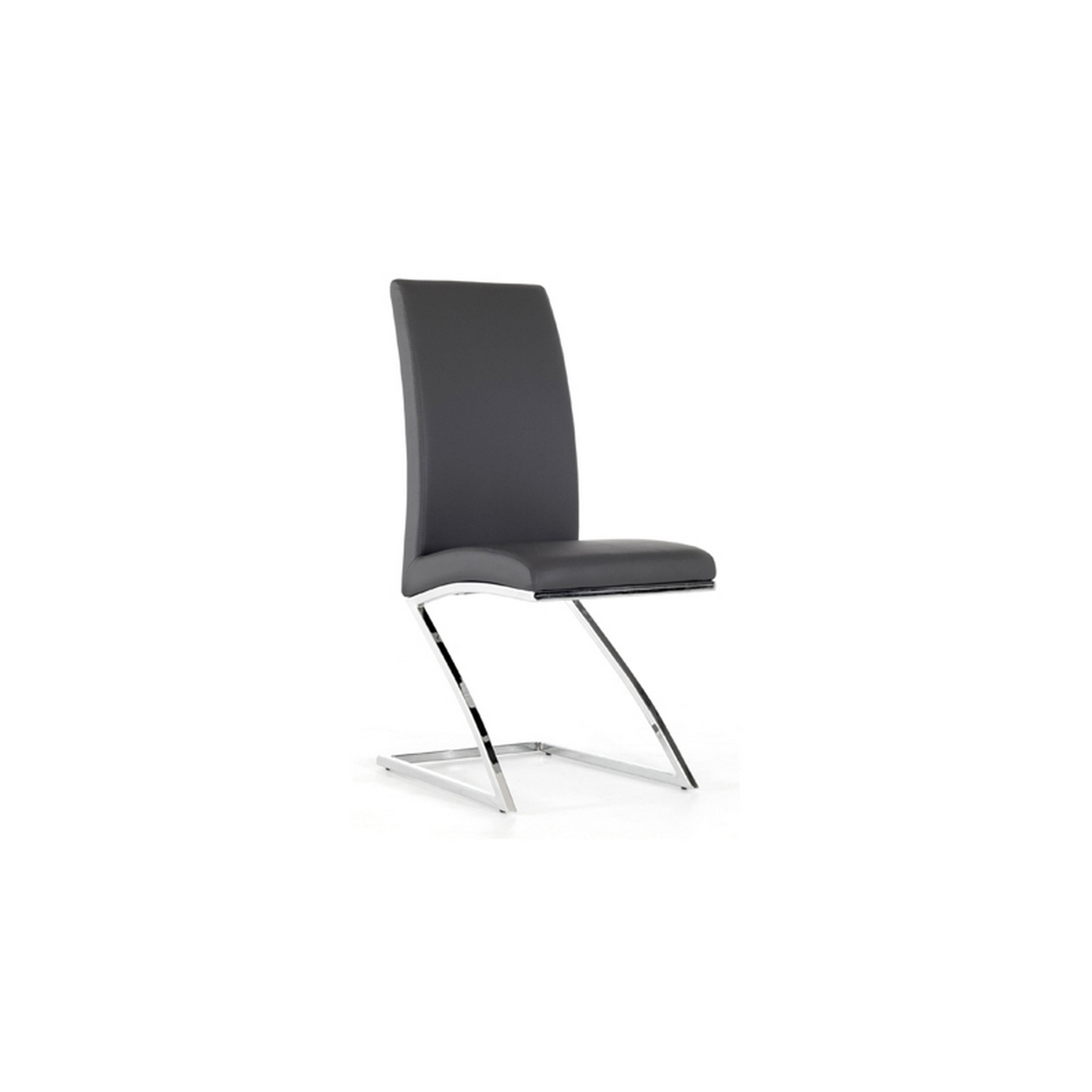 Yavi 17 Inch Dining Chair, Set Of 2, Gray Faux Leather, Z Shaped Frame- Saltoro Sherpi
