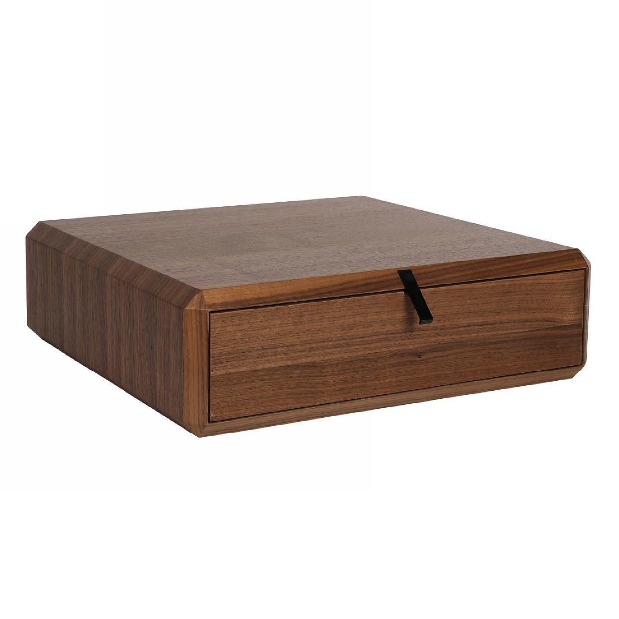 20 Inch Nightstand Drawer Box, Beveled Edges, Angled Handles, Brown Wood- Saltoro Sherpi