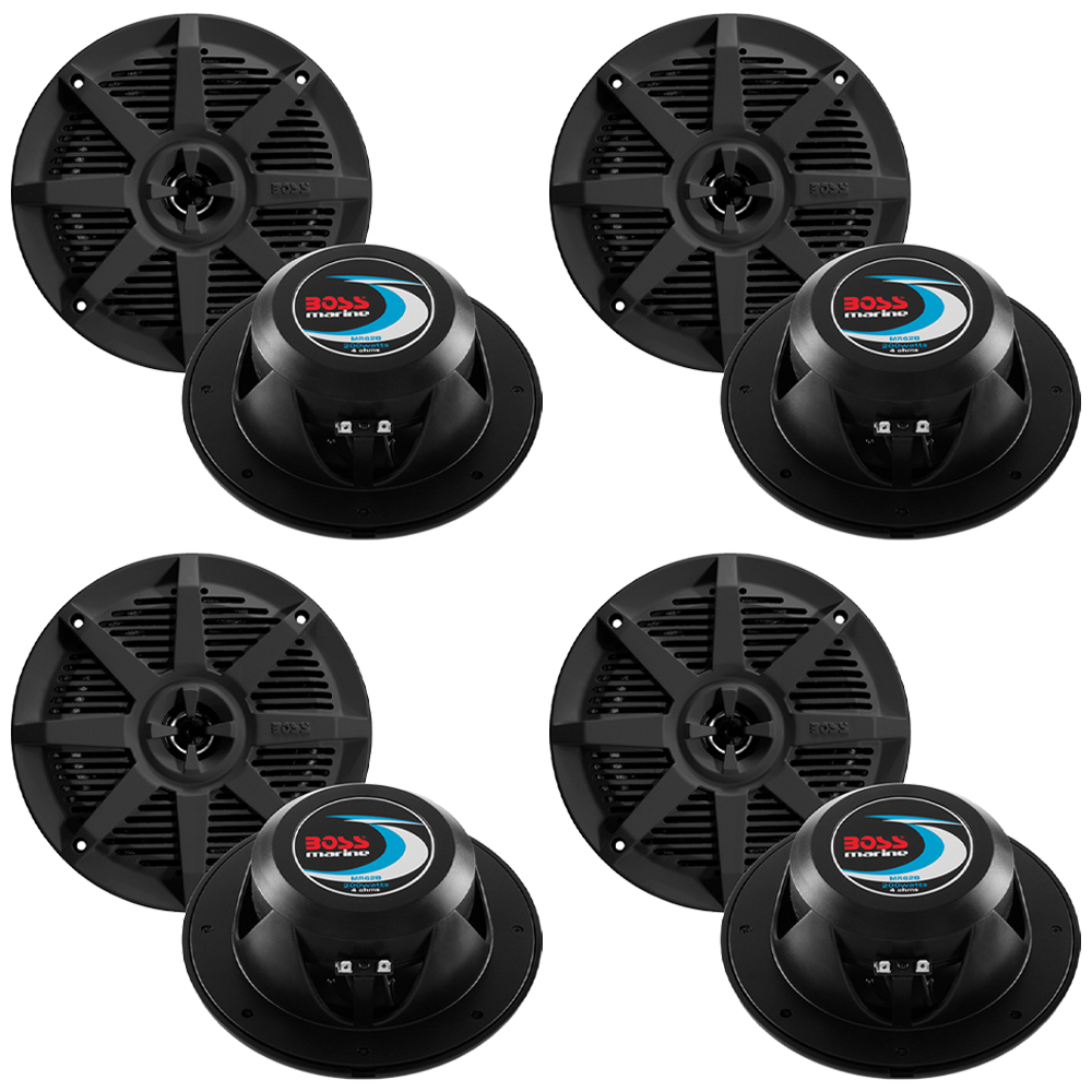 Pack Of (4) BOSS Audio Systems MR62B 6.5 Inch Marine Stereo Speakers