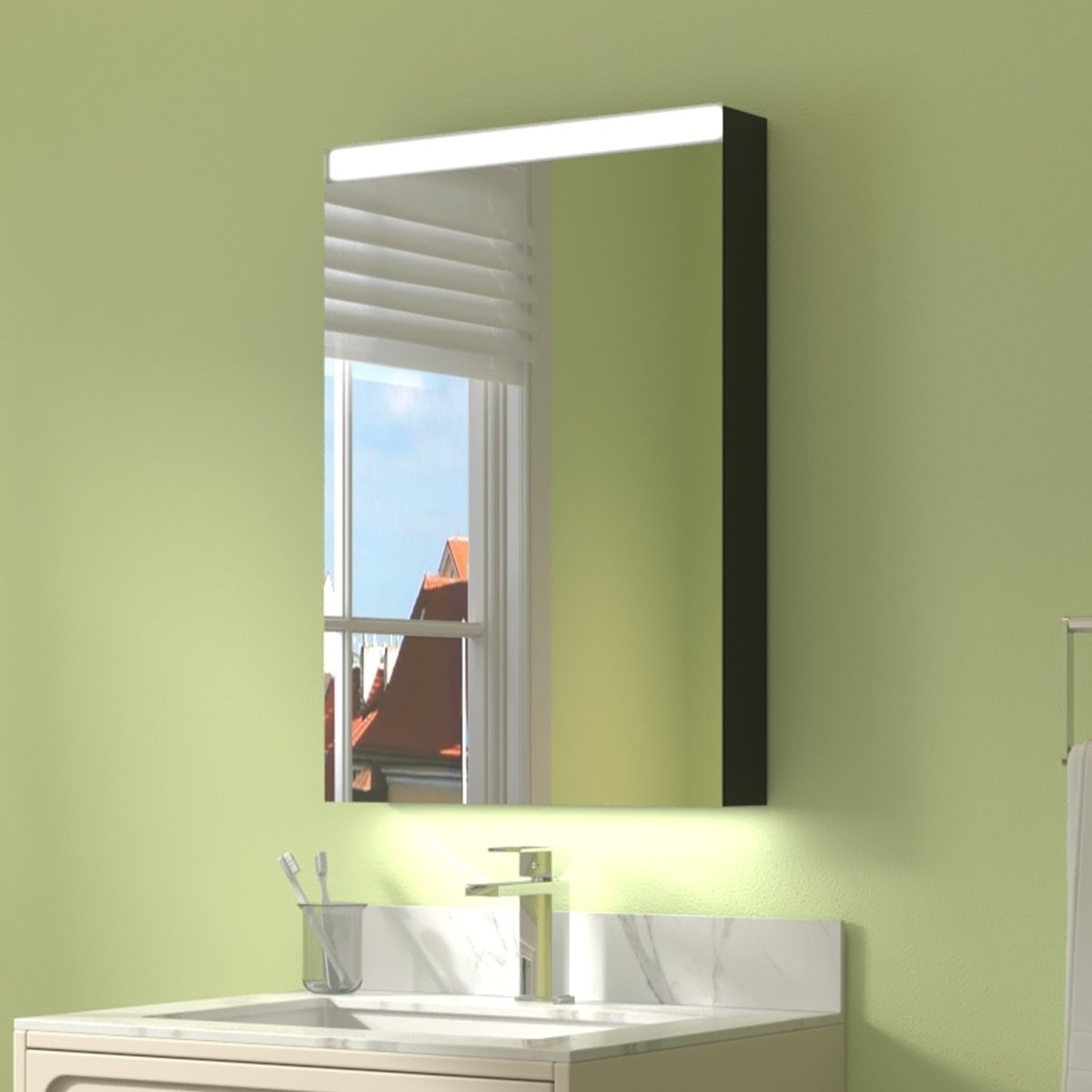 ExBrite 20 W X 30 H LED Bathroom Led Light Medicine Cabinet With Mirrors - Hinge On Left Side