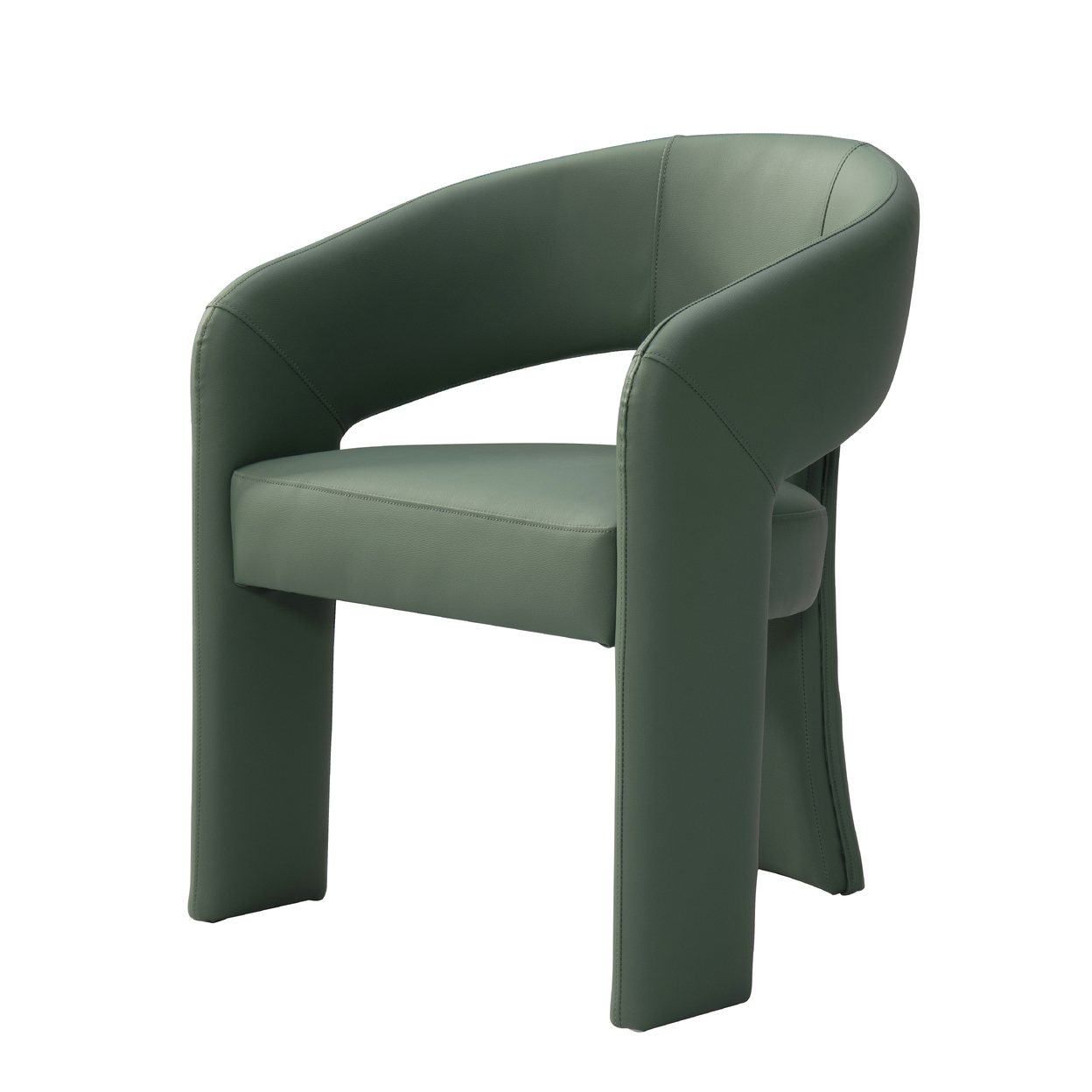 Iconic Home Schnider Dining Chair Faux Leather Upholstered Curved Seat Back Sculptural Base (1 Piece), Modern Contemporary - Green