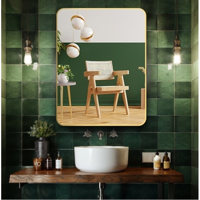 ExBrite 32  W X 24  H Gold Bathroom Mirror For Wall Vanity Mirror