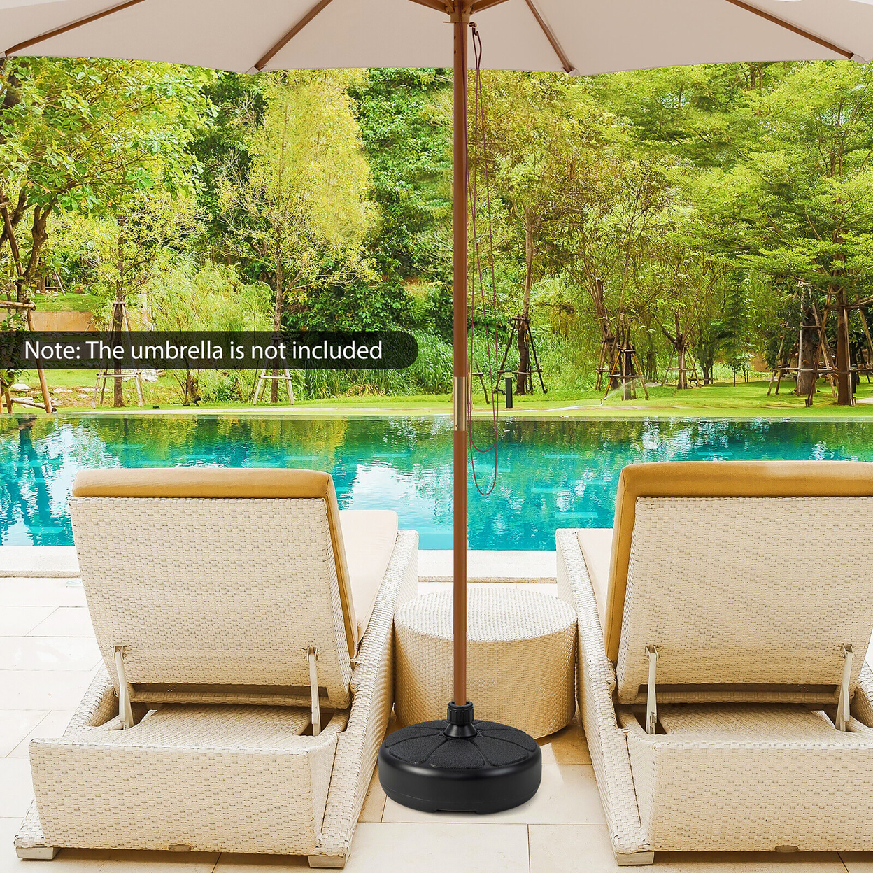 Patio Fillable Round Umbrella Base Stand Fit Pole 1.5'' Holder 40 Lbs Outdoor