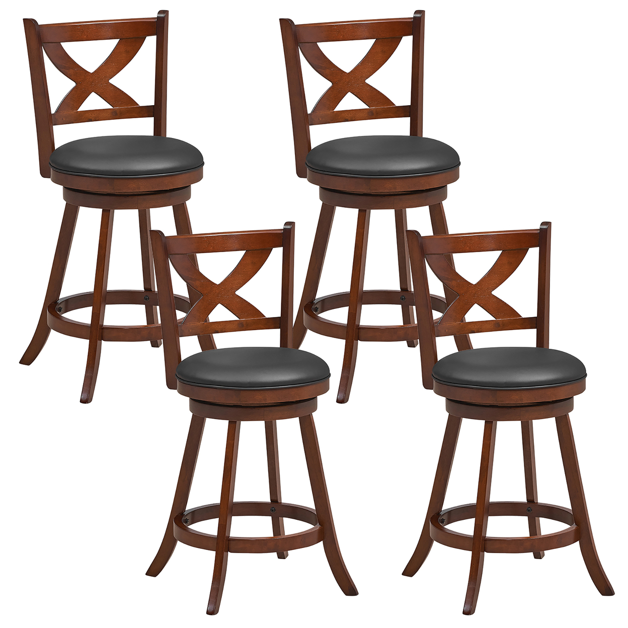 Swivel Bar Stools Set Of 4 24 Inch Counter Height Bar Chairs W/ High Backrest