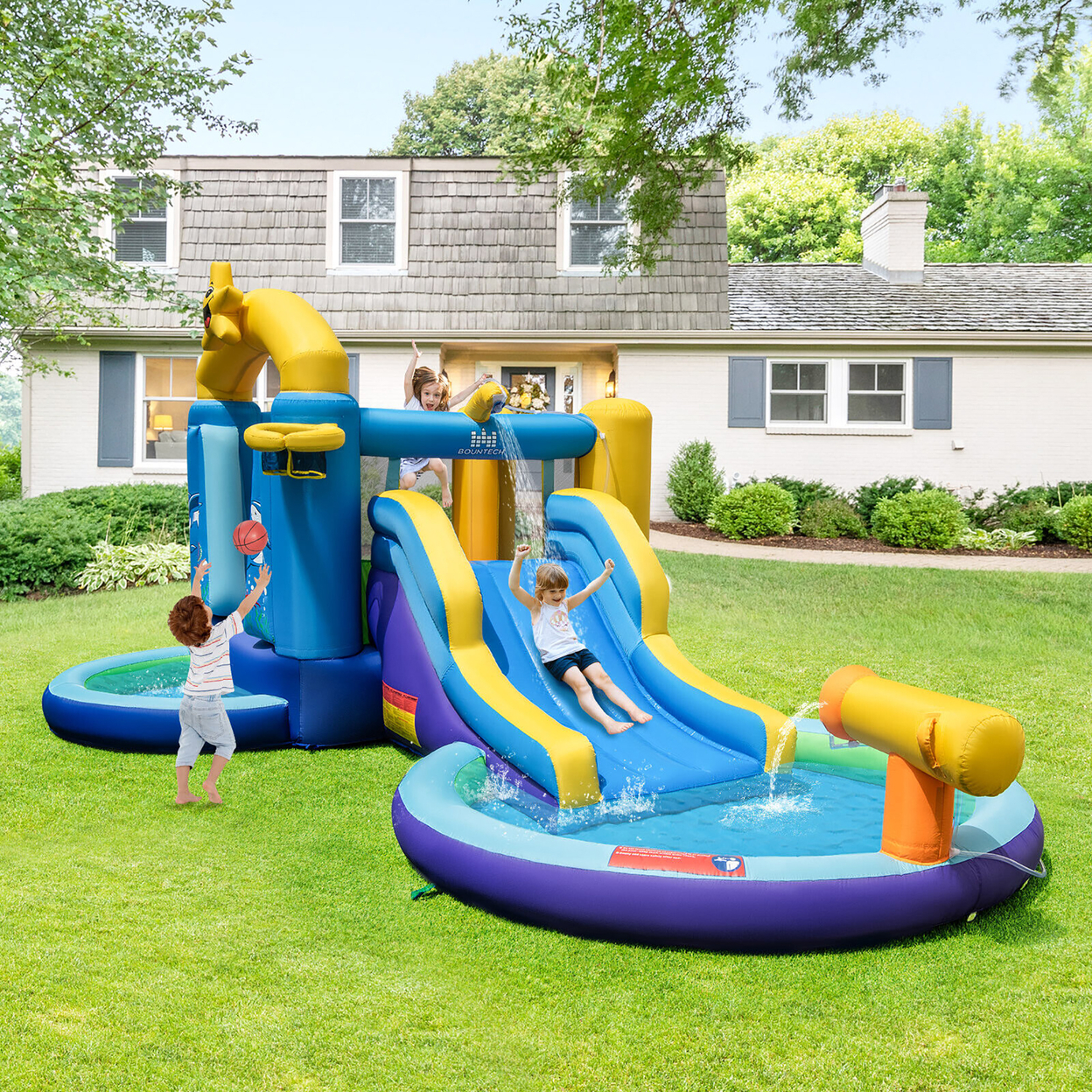 Kids Inflatable Water Slide Park Bounce Castle W/ 50 Ocean Balls & 735W Blower