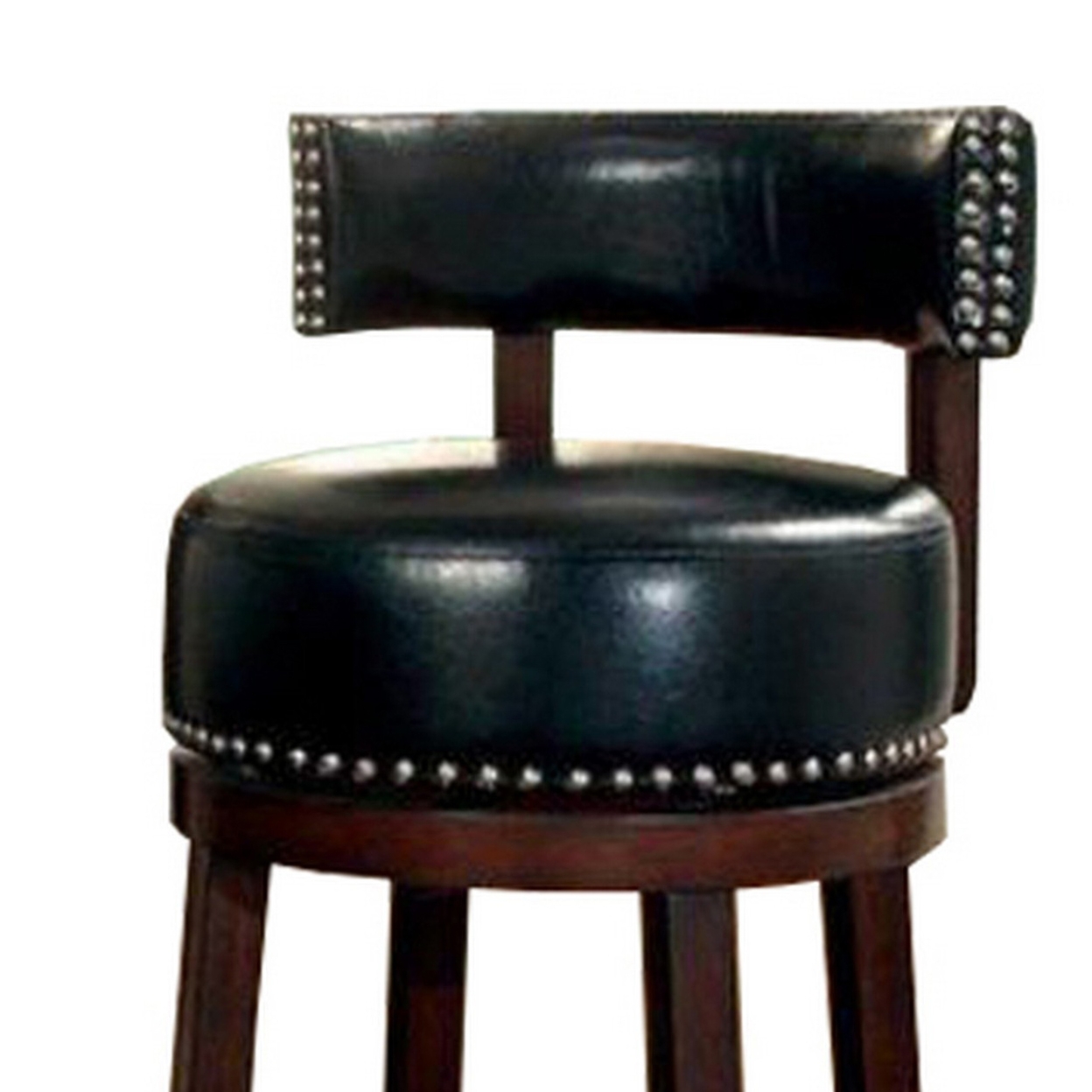 Shirley Contemporary 24 Barstool With Pu Cushion Set Of 2, Black- Saltoro Sherpi