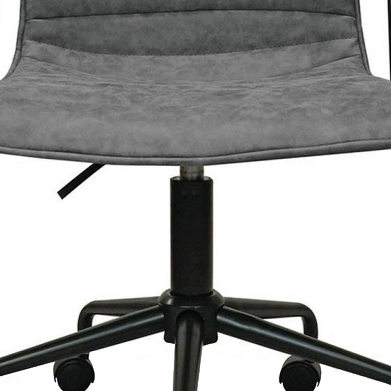 19 Inch Swivel Office Chair, Adjustable Height, Gray Microfiber Upholstery- Saltoro Sherpi
