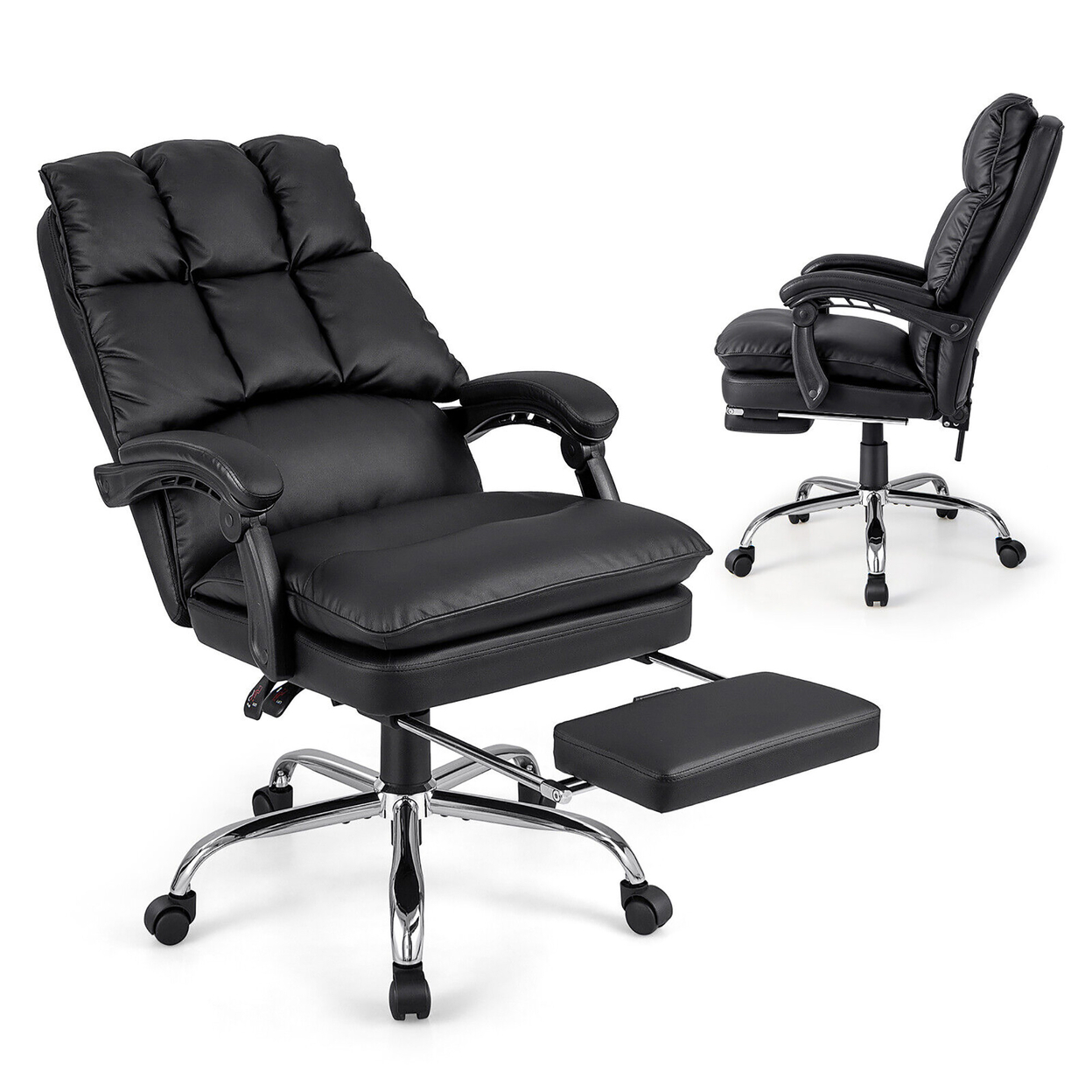 High Back Reclining Office Chair Ergonomic Computer Desk Chair W/ Footrest & Pad