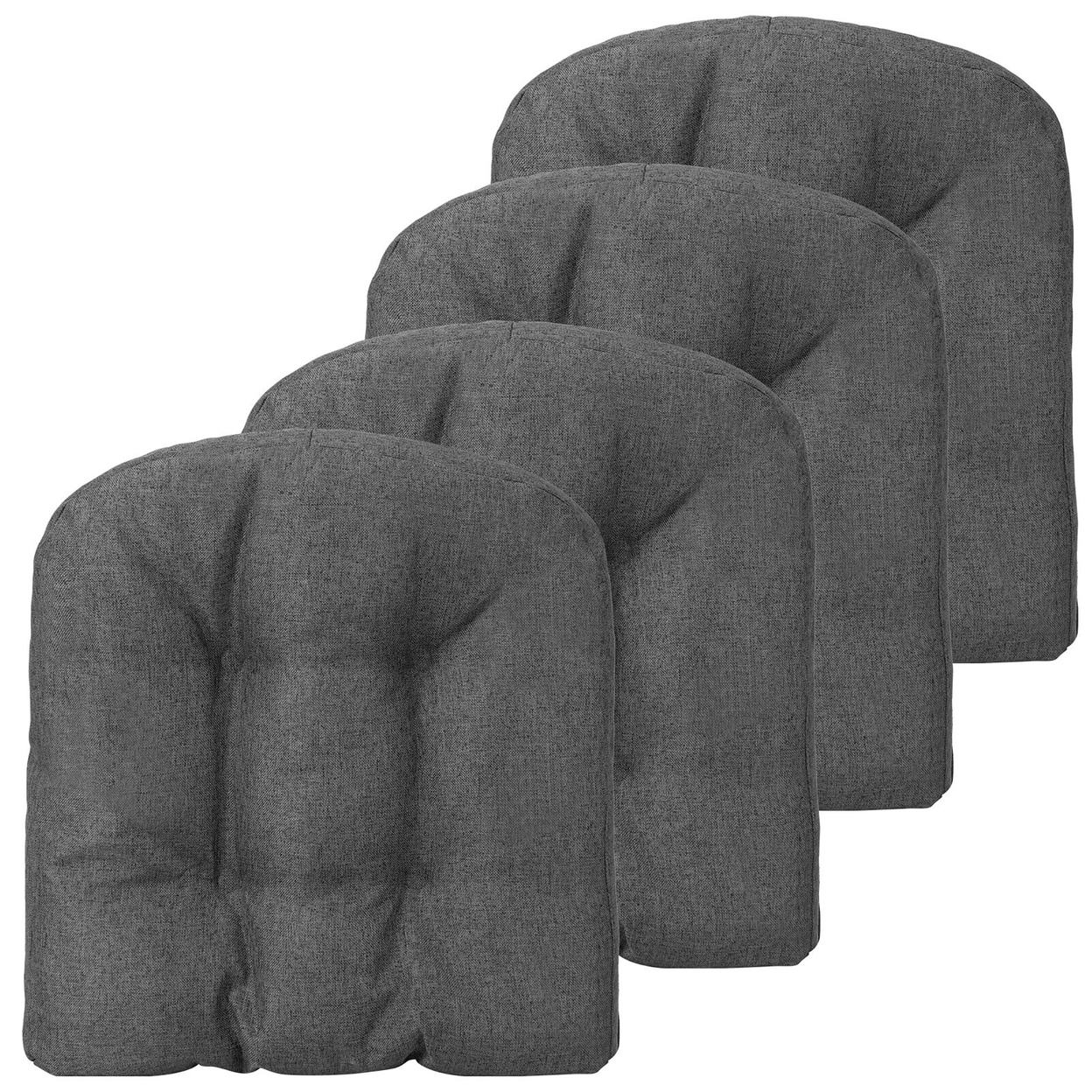 4 Pcs Patio Dining Chair Cushions U-Shaped Chair Pads Non-Slip Bottom - Grey