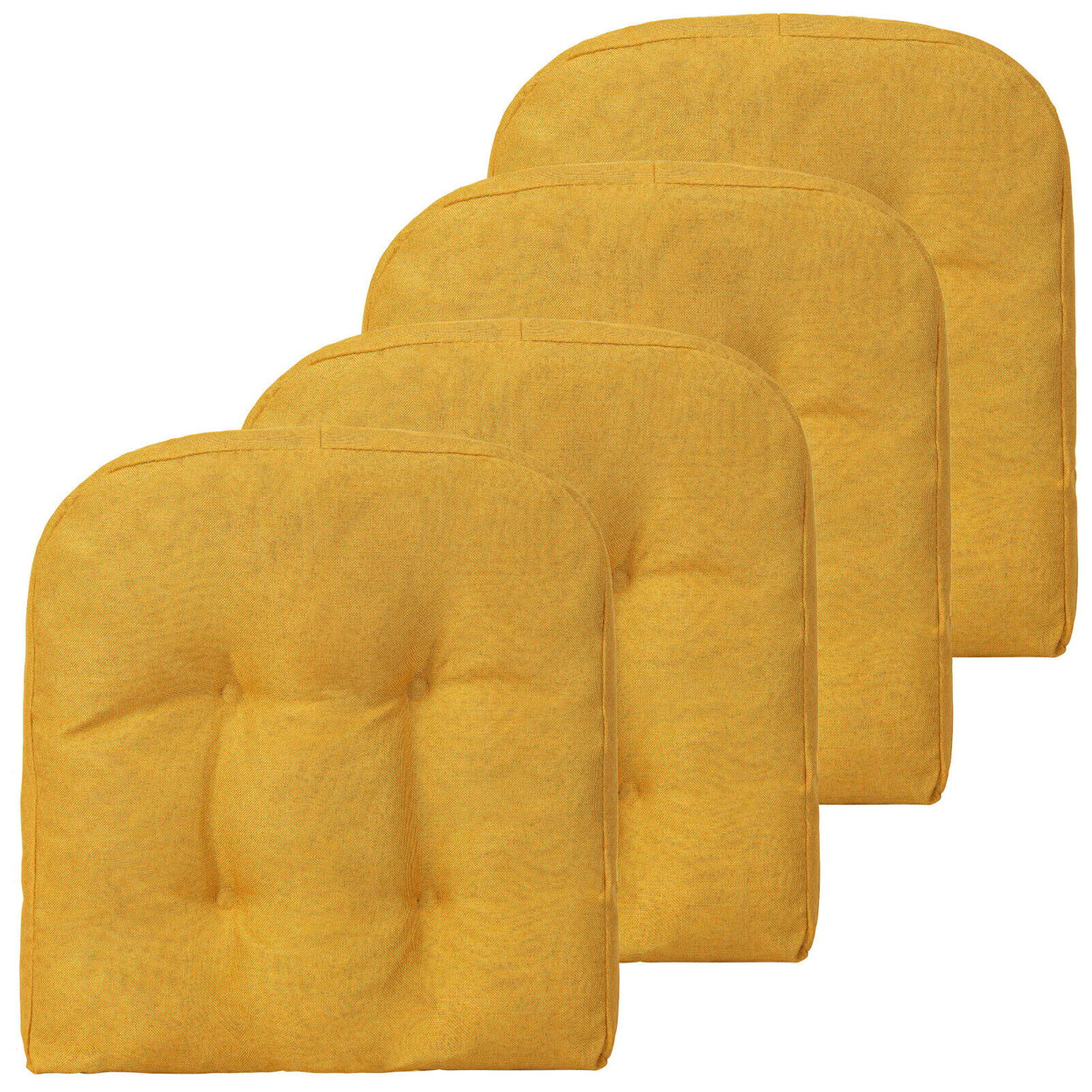 4 Pcs Patio Dining Chair Cushions U-Shaped Chair Pads Non-Slip Bottom - Yellow