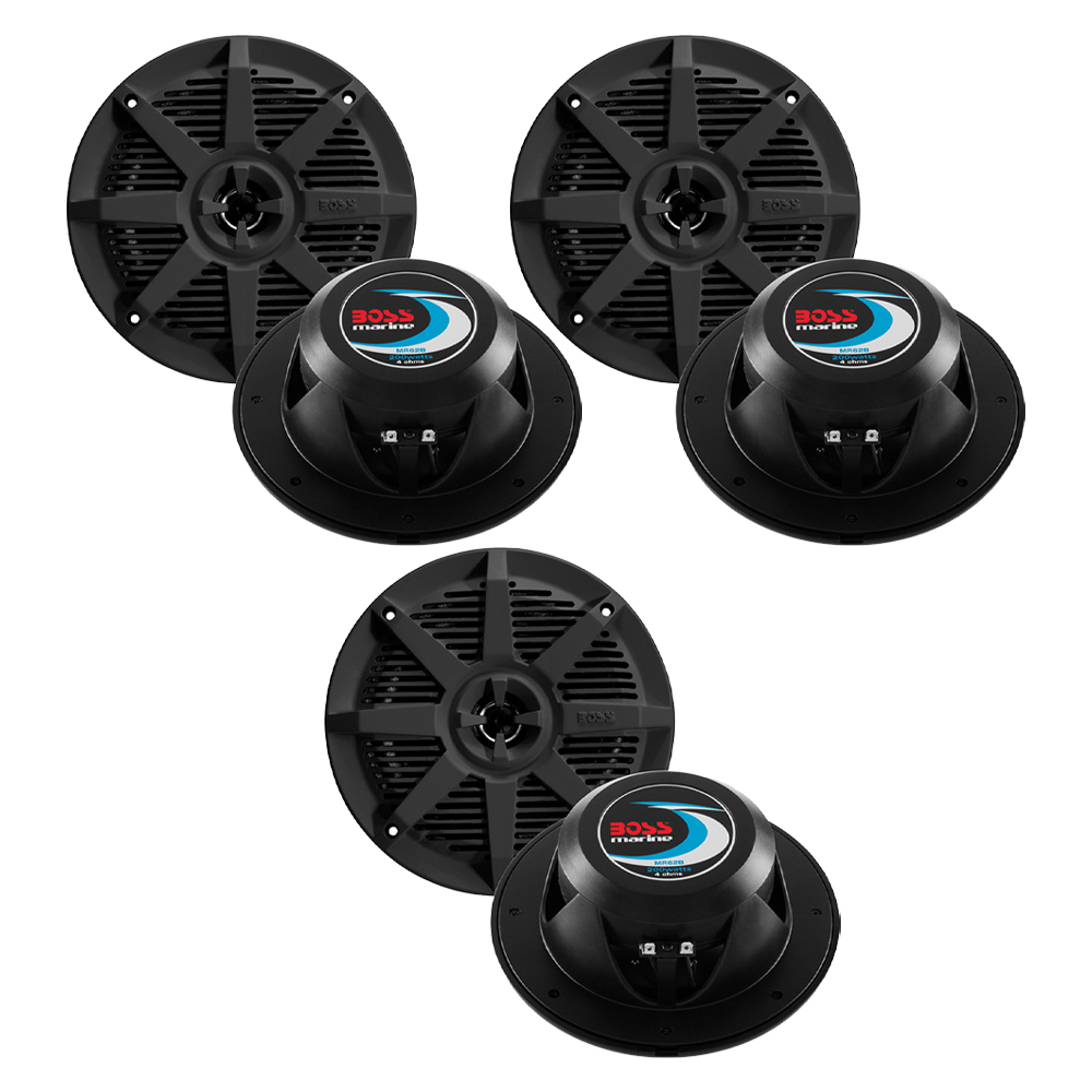 Pack Of (3) BOSS Audio Systems MR62B 6.5 Inch Marine Stereo Speakers