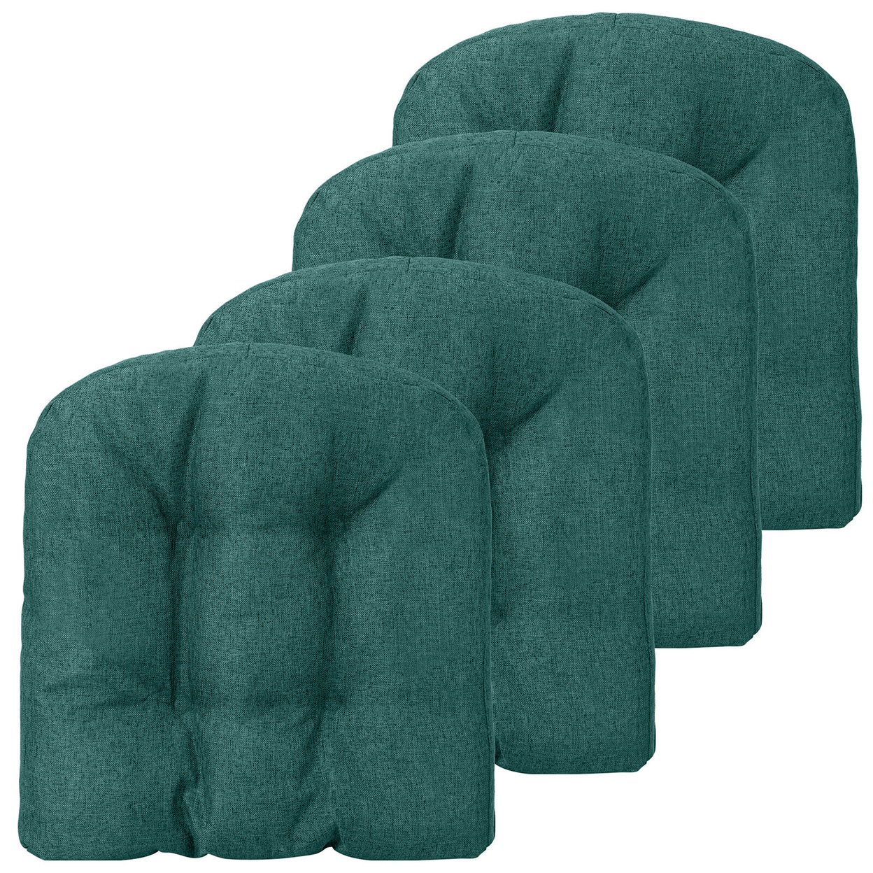 4 Pcs Patio Dining Chair Cushions U-Shaped Chair Pads Non-Slip Bottom - Green
