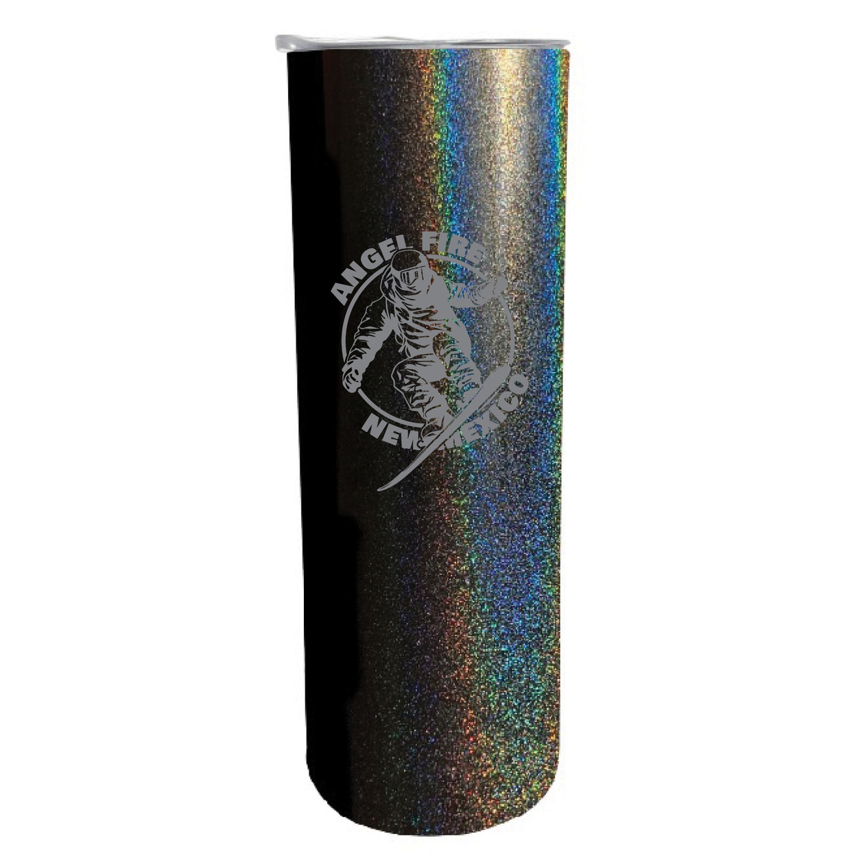 Angel Fire New Mexico Souvenir 20 Oz Engraved Insulated Stainless Steel Skinny Tumbler - Black Glitter,,4-Pack