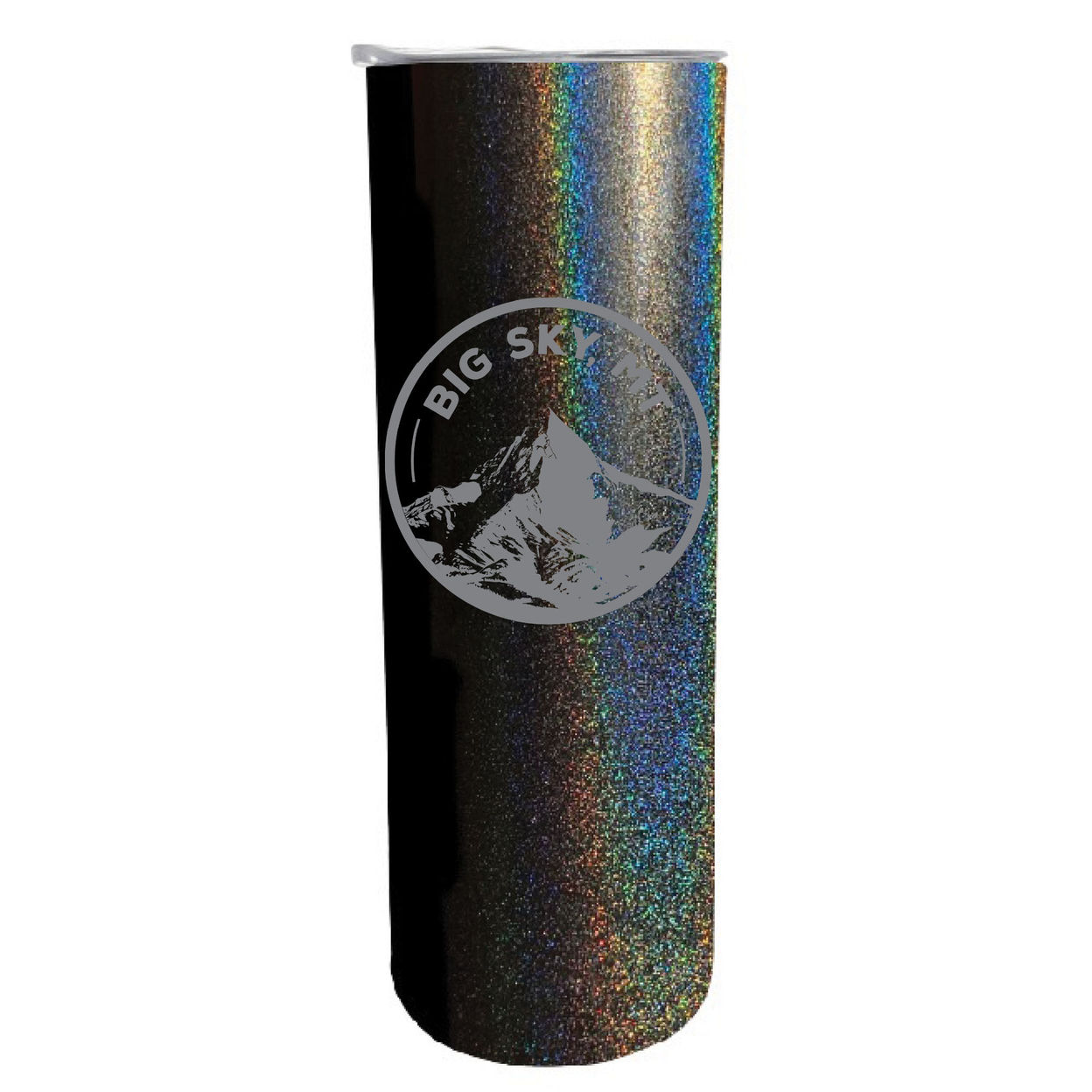 Big Sky Montana Souvenir 20 Oz Engraved Insulated Stainless Steel Skinny Tumbler - Black Glitter,,4-Pack