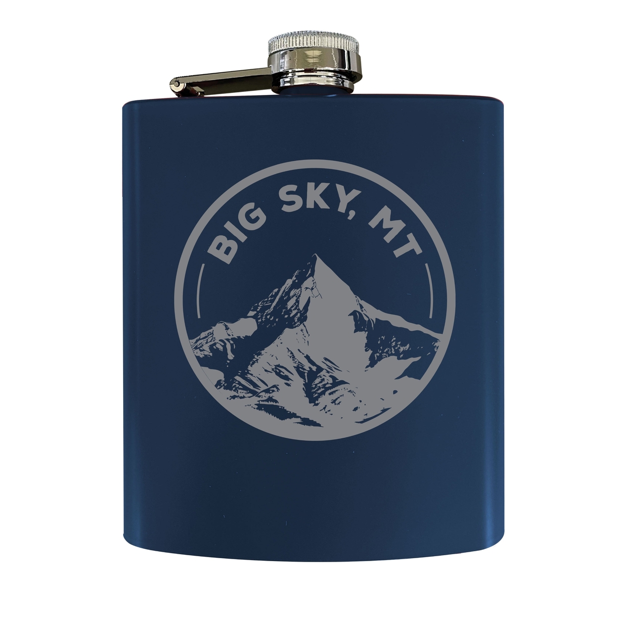 Big Sky Montana Souvenir 7 Oz Engraved Steel Flask Matte Finish - Navy,,Single Unit