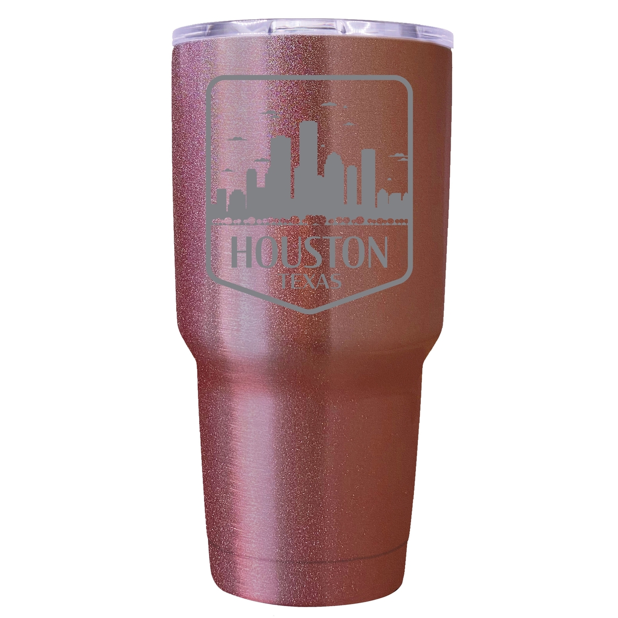 Houston Texas Souvenir 24 Oz Engraved Insulated Stainless Steel Tumbler - Rose Gold,,4-Pack