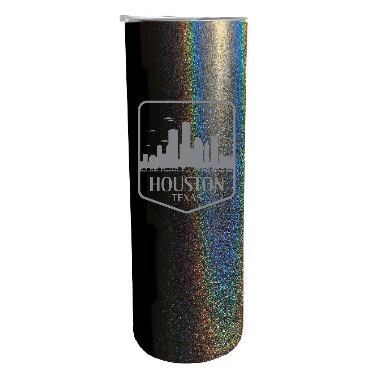 Houston Texas Souvenir 20 Oz Engraved Insulated Stainless Steel Skinny Tumbler - Black Glitter,,Single Unit